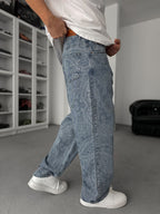 Blue Patterned Baggy Pants C-6596