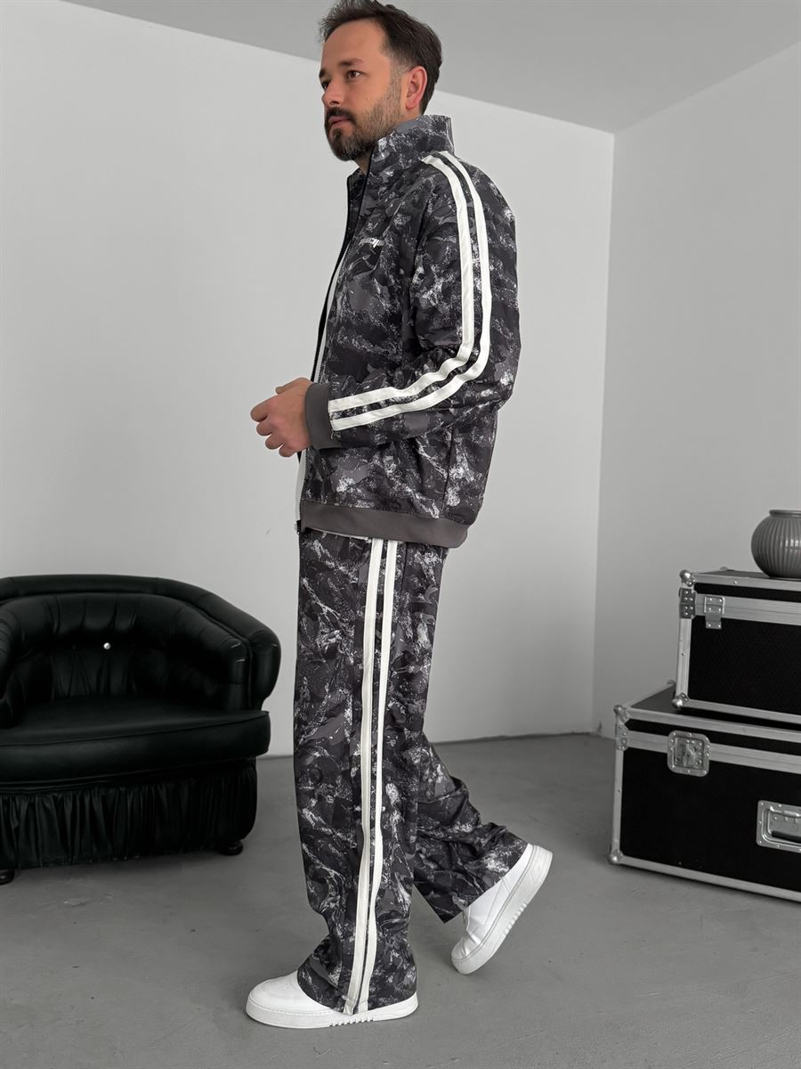 Anthracite Digital Print Striped Seasonal Jacket JJ-184