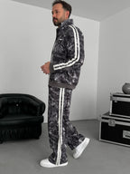 Anthracite Digital Print Striped Seasonal Jacket JJ-184