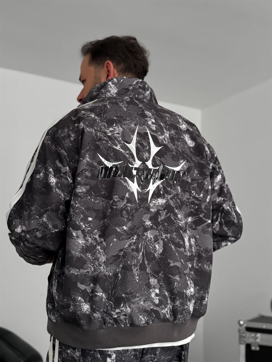 Anthracite Digital Print Striped Seasonal Jacket JJ-184