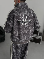 Anthracite Digital Print Striped Seasonal Jacket JJ-184
