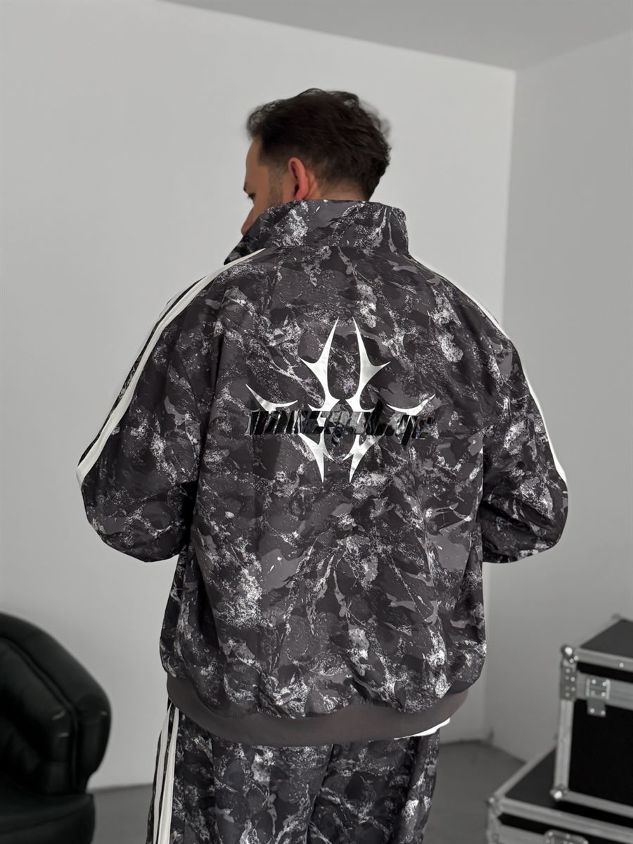 Anthracite Digital Print Striped Seasonal Jacket JJ-184