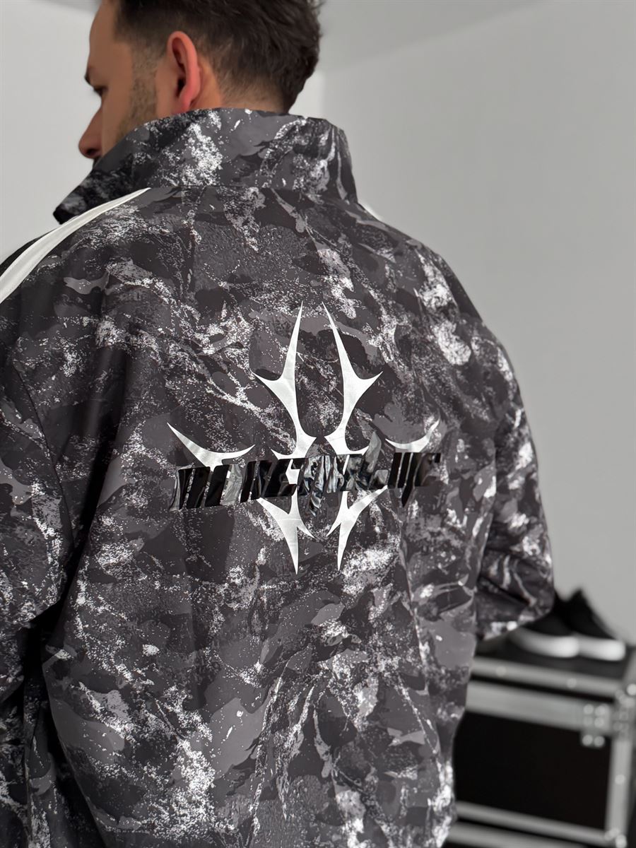 Anthracite Digital Print Striped Seasonal Jacket JJ-184