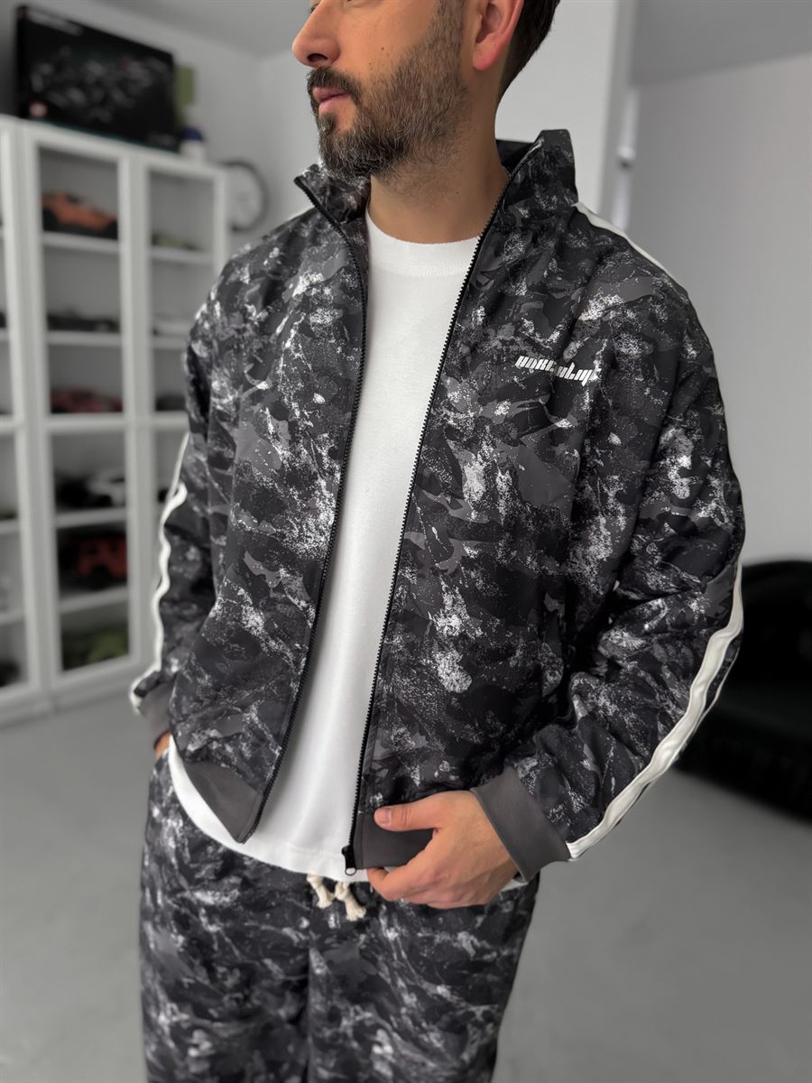 Anthracite Digital Print Striped Seasonal Jacket JJ-184