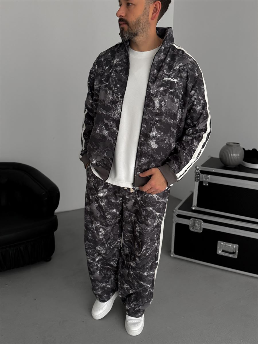 Anthracite Digital Print Striped Seasonal Jacket JJ-184