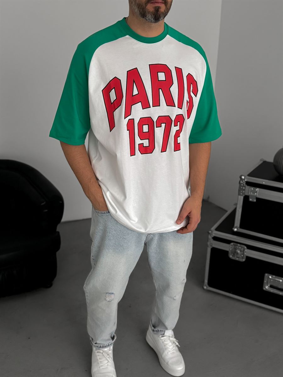 White Paris Print Oversize T-Shirt JJ-343