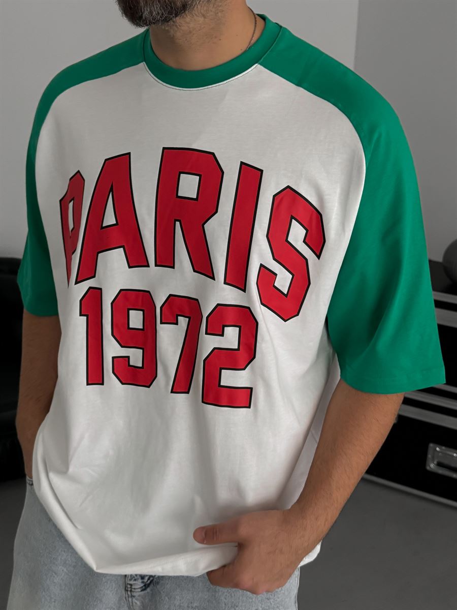 White Paris Print Oversize T-Shirt JJ-343