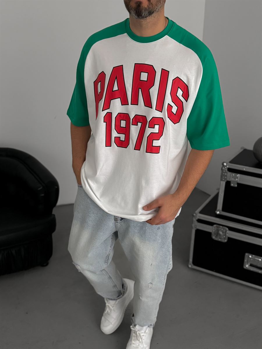 White Paris Print Oversize T-Shirt JJ-343