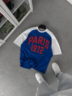 Blue Paris Print Oversize T-Shirt JJ-343