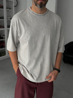 Grey Basic Washed Oversize T-Shirt JJ-295