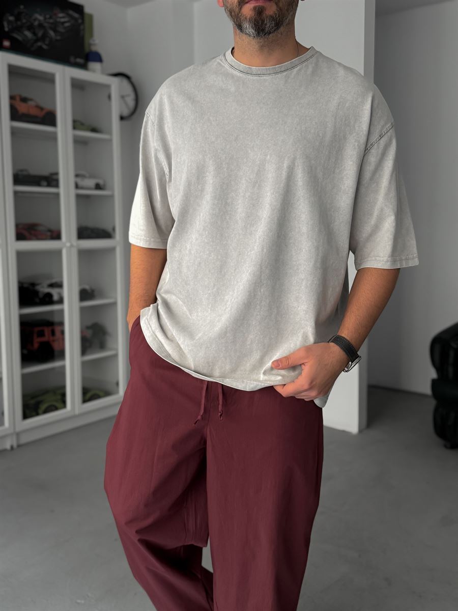 Grey Basic Washed Oversize T-Shirt JJ-295