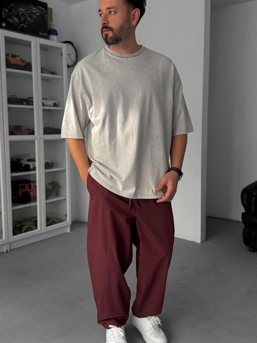 Grey Basic Washed Oversize T-Shirt JJ-295
