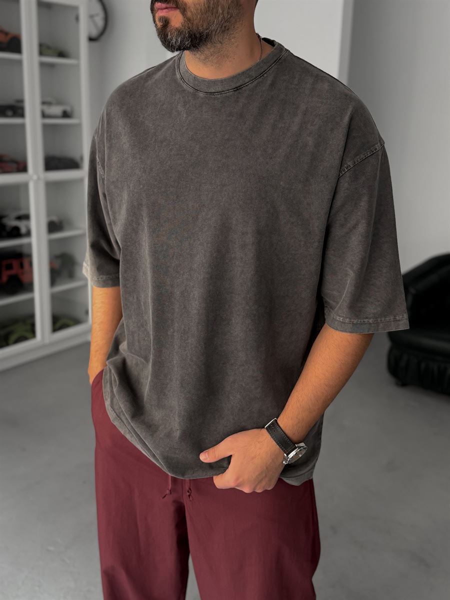 Anthracite Basic Washed Oversize T-Shirt JJ-295