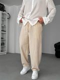 Beige Linen Textured Baggy Pants JJ-117