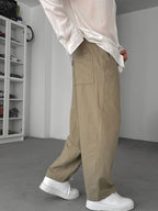 Light Khaki Linen Textured Baggy Pants JJ-117