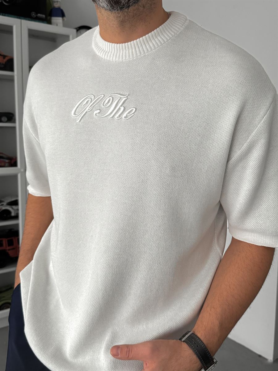 Off-white embroidered ribbed knit T-shirt TW-3341