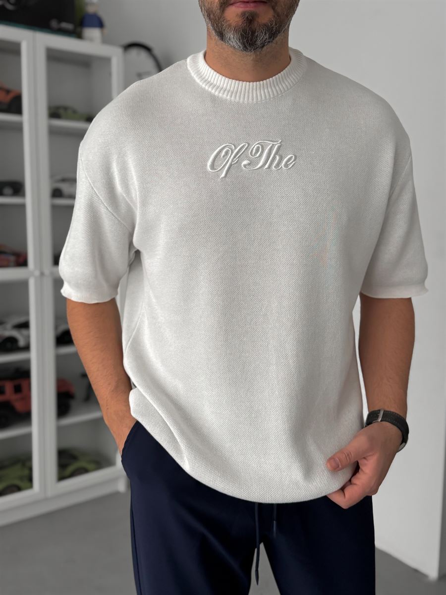 Off-white embroidered ribbed knit T-shirt TW-3341
