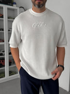 Off-white embroidered ribbed knit T-shirt TW-3341