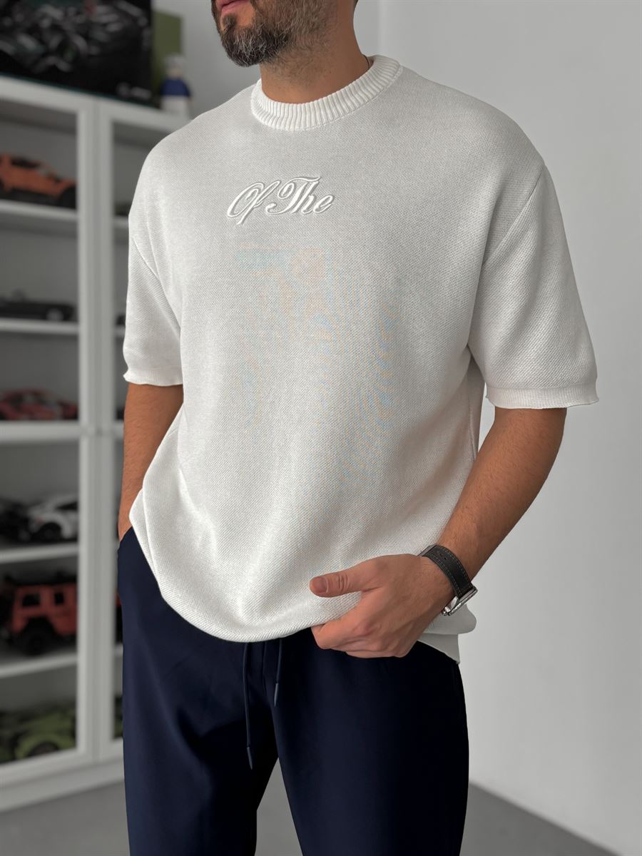 Off-white embroidered ribbed knit T-shirt TW-3341