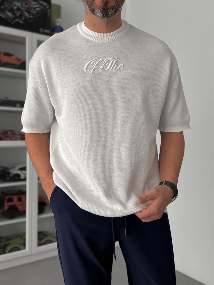Off-white embroidered ribbed knit T-shirt TW-3341