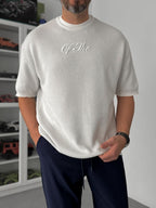 Off-white embroidered ribbed knit T-shirt TW-3341