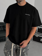 Black Embossed Two-Thread Oversize T-Shirt TW-1066