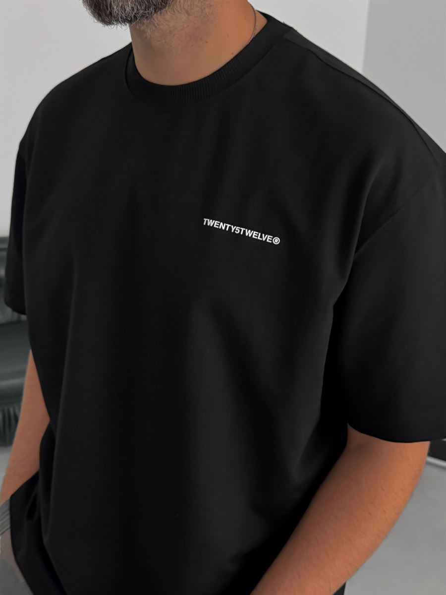 Black Embossed Two-Thread Oversize T-Shirt TW-1066
