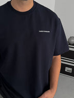 Navy Blue Embossed Two-Thread Oversize T-Shirt TW-1066