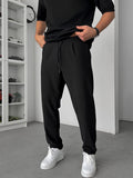 Black Straight Fit Textured Trousers TW-1011