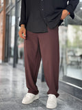 Coffee Brown Waffle Fabric Lycra Baggy Pants JJ-247