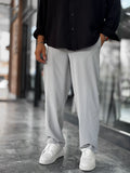 Grey Waffle Fabric Lycra Baggy Pants JJ-247