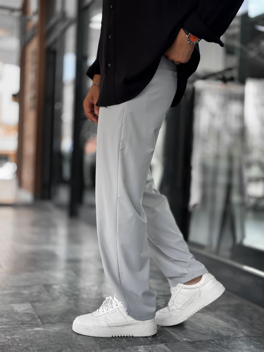 Grey Waffle Fabric Lycra Baggy Pants JJ-247