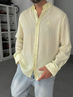 Yellow Embroidered Tencel Oversize Shirt G-5792