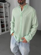 Light Green Embroidered Tencel Oversize Shirt G-5792