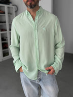 Light Green Embroidered Tencel Oversize Shirt G-5792
