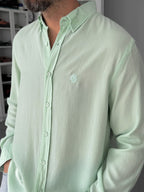 Light Green Embroidered Tencel Oversize Shirt G-5792