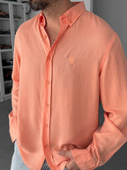 Powder Pink Embroidered Tencel Oversize Shirt G-5792