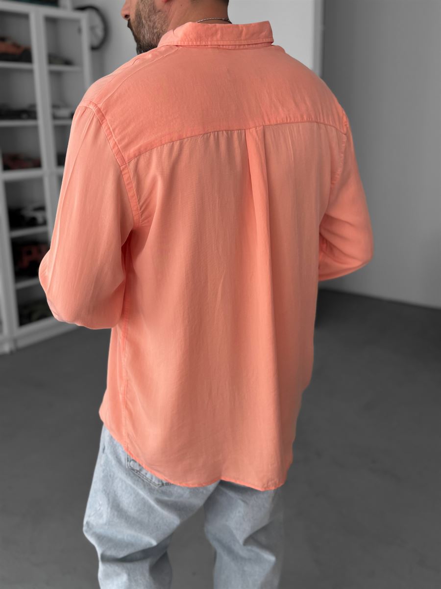 Powder Pink Embroidered Tencel Oversize Shirt G-5792