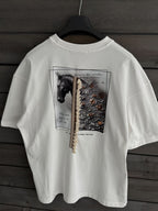 White Tassel Horse Print Oversize T-Shirt SW-5106