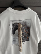 White Tassel Horse Print Oversize T-Shirt SW-5106
