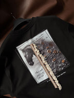 Black Tassel Horse Print Oversize T-Shirt SW-5106