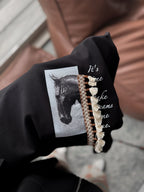 Black Tassel Horse Print Oversize T-Shirt SW-5106