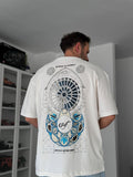 White Self-Embroidered Back Print Oversize T-Shirt SW-5056