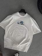 White Self-Embroidered Back Print Oversize T-Shirt SW-5056