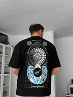 Black Self-Embroidered Back Print Oversize T-Shirt SW-5056