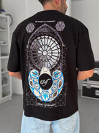 Black Self-Embroidered Back Print Oversize T-Shirt SW-5056