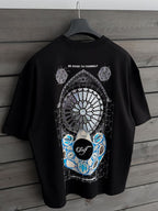 Black Self-Embroidered Back Print Oversize T-Shirt SW-5056