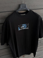 Black Self-Embroidered Back Print Oversize T-Shirt SW-5056