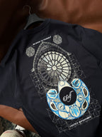 Navy Blue Self-Embroidered Back Print Oversize T-Shirt SW-5056