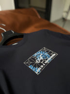 Navy Blue Self-Embroidered Back Print Oversize T-Shirt SW-5056